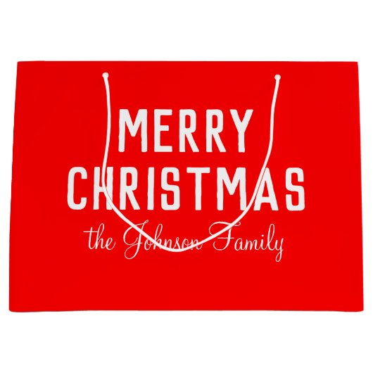 Elegante Eenvoudige Schone Neon Rode Kerstmis Groot Cadeauzakje (Voorkant)