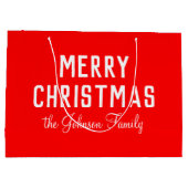 Elegante Eenvoudige Schone Neon Rode Kerstmis Groot Cadeauzakje (Achterkant)