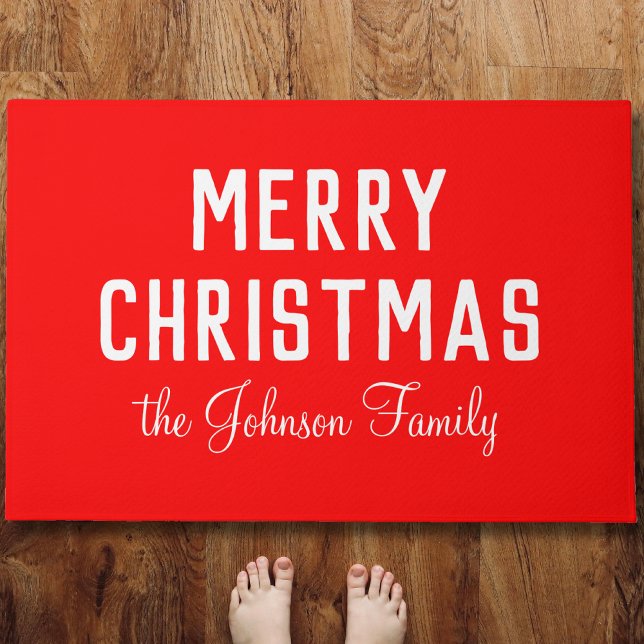 Elegante eenvoudige schone rode kerst deurmat (Creator heeft geüpload)