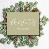 Elegante eenvoudige schone salie groene kerst feestdagenkaart