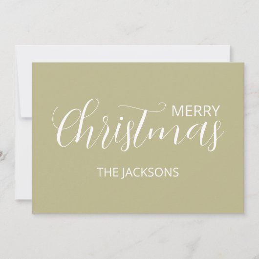 Elegante eenvoudige schone salie groene kerst feestdagenkaart (Voorkant)