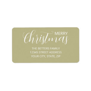 Elegante Eenvoudige Schone Saliegroen Kerst Etiket