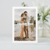 Elegante eenvoudige schone typografie foto bruilof bedankkaart (Staand voorkant)