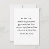 Elegante eenvoudige schone typografie foto bruilof bedankkaart (Achterkant)