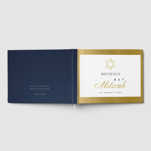 ELEGANTE EENVOUDIGE SCHOON FAUX GOLD BAR BAT MITZV GASTENBOEK (Volledig)