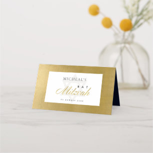 ELEGANTE EENVOUDIGE SCHOON FAUX GOLD BAR BAT MITZV PLAATSKAARTJE