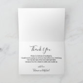 Elegante eenvoudige script bruiloft 3 foto's chiqu bedankkaart (Binnen)