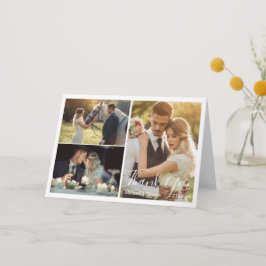 Elegante eenvoudige script bruiloft 3 foto's chiqu bedankkaart