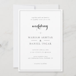 Elegante Eenvoudige Script Calligrafie Witte Trouw Kaart