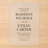 Elegante eenvoudige script foto bruiloft acryl uitnodigingen (Voorkant)