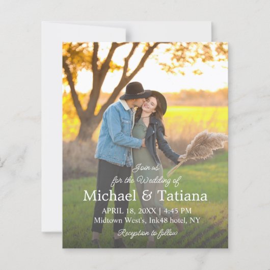 Elegante eenvoudige script foto bruiloft uitnodigi (Voorkant)
