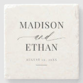 Elegante eenvoudige script kalligrafie Pas getrouw Stenen Onderzetter (Voorkant)