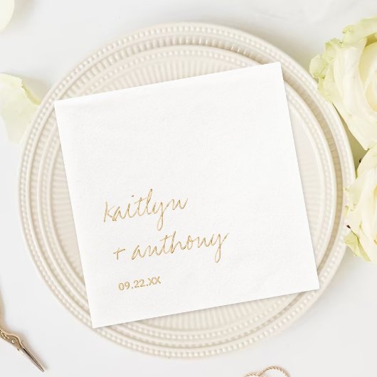 Elegante eenvoudige script minimalistische bruilof folie servetten