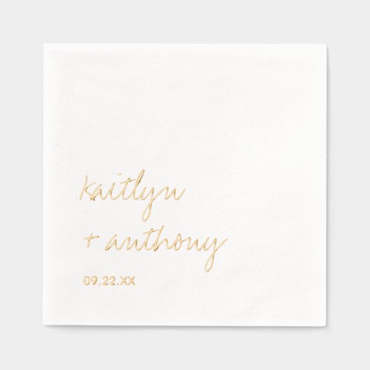 Elegante eenvoudige script minimalistische bruilof folie servetten (Voorkant)