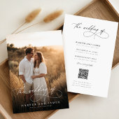 Elegante Eenvoudige Script QR Code Foto Budget Bru Kaart
