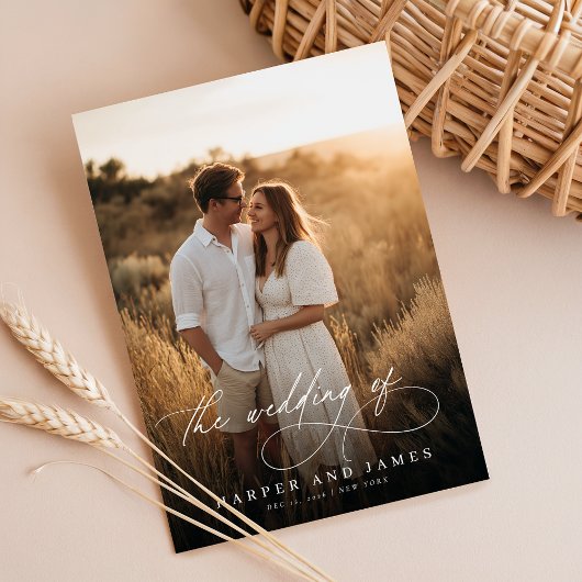 Elegante Eenvoudige Script QR Code Foto Budget Bru Kaart