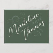 Elegante Eenvoudige Script Sage Green Wedding RSVP Briefkaart (Voorkant)