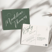 Elegante Eenvoudige Script Sage Green Wedding RSVP Briefkaart