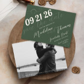 Elegante Eenvoudige Script Sage Groene Foto Huweli Save The Date