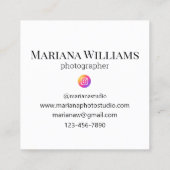 Elegante eenvoudige scriptfotograaf vierkante visitekaartje (Achterkant)