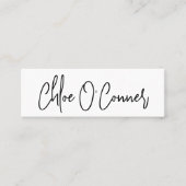 Elegante eenvoudige scriptnaam White Minimalist Mini Visitekaartje (Voorkant)