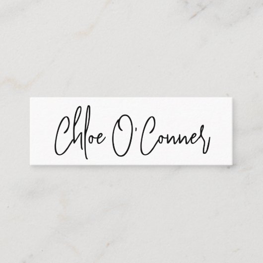Elegante eenvoudige scriptnaam White Minimalist Mini Visitekaartje (Voorkant)