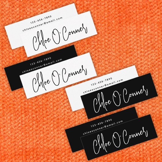 Elegante eenvoudige scriptnaam White Minimalist Mini Visitekaartje