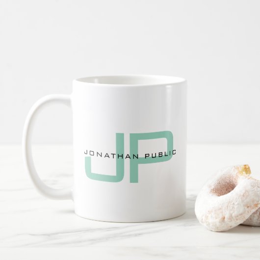 Elegante Eenvoudige Sjabloon Aangepaste Naam Monog Koffiemok (Met donut)