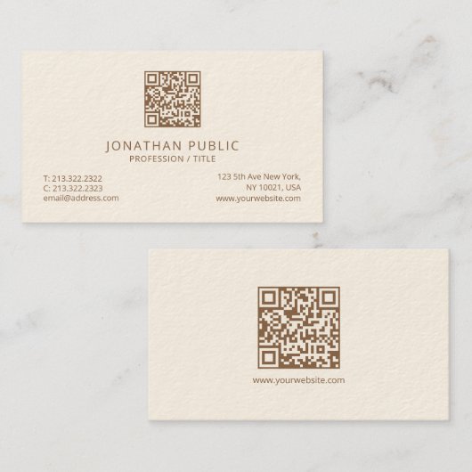 Elegante Eenvoudige Sjabloon Luxe Signature Cream  Visitekaartje (Voorkant / Achterkant)