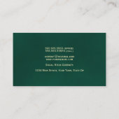 Elegante Eenvoudige Smaragdgroene & Gouden Profess Visitekaartje (Achterkant)