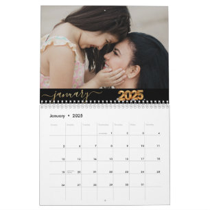 Elegante eenvoudige speelse script familie foto's kalender