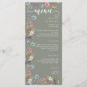 Elegante Eenvoudige Spring Sage Wildflowers Weddin Menu (Voorkant)