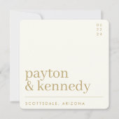 Elegante eenvoudige stijlvolle crème en gouden chi save the date (Voorkant)