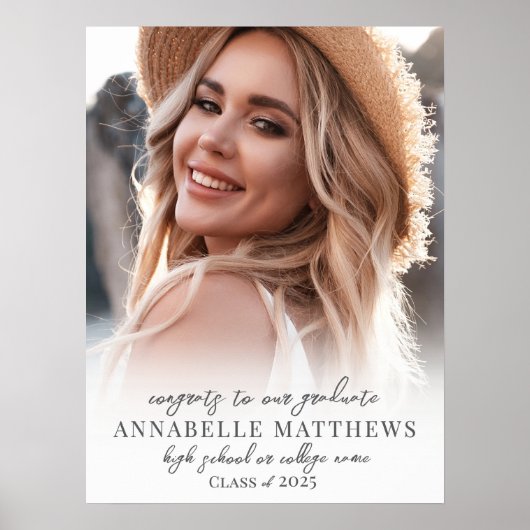 Elegante eenvoudige stijlvolle foto afstuderen par poster (Voorkant)