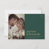 Elegante eenvoudige stijlvolle smaragd groen goude bedankkaart (Voorkant)