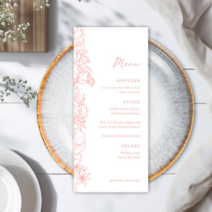 Elegante Eenvoudige Stof Roze Bloemrijke Tuin Brui Menu
