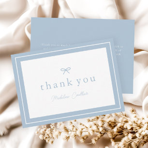 Elegante Eenvoudige Stofblauwe Jongens Baby Shower Bedankkaart