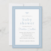 Elegante Eenvoudige Stofblauwe Jongens Baby Shower Kaart (Voorkant)