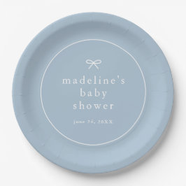 Elegante Eenvoudige Stofblauwe Jongens Baby Shower Papieren Bordje