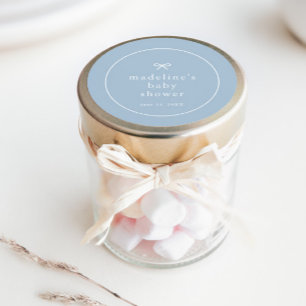 Elegante Eenvoudige Stofblauwe Jongens Baby Shower Ronde Sticker