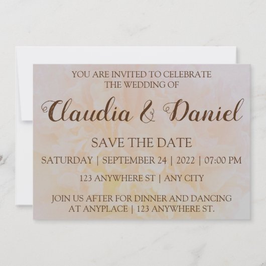 Elegante eenvoudige stoffige pioen bloemige save t save the date (Voorkant)