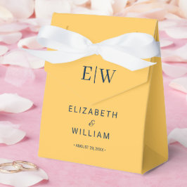 Elegante Eenvoudige Straal Bloem met Monogram Huwe Bedankdoosjes