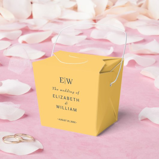 Elegante Eenvoudige Straal Bloem met Monogram Huwe Bedankdoosjes (Huwelijk)