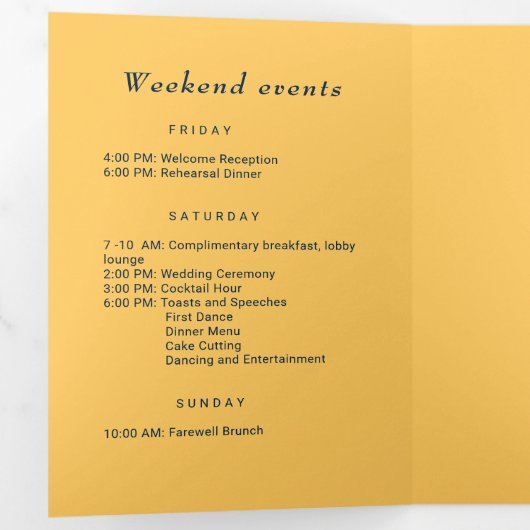 Elegante Eenvoudige Straal Bloem met Monogram Huwe Drieluik Programma (Binnenzijde eerst)