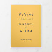 Elegante Eenvoudige Straal Bloem met Monogram Huwe Drieluik Programma (Cover)