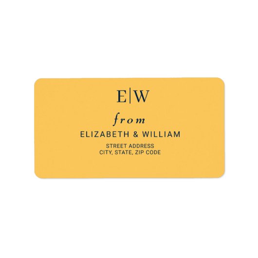 Elegante Eenvoudige Straal Bloem met Monogram Huwe Etiket (Voorkant)