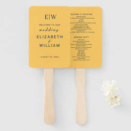 Elegante Eenvoudige Straal Bloem met Monogram Huwe Handwaaier