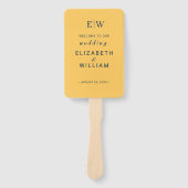 Elegante Eenvoudige Straal Bloem met Monogram Huwe Handwaaier (Voorkant)