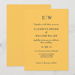 Elegante Eenvoudige Straal Bloem met Monogram Huwe Kaart