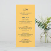 Elegante Eenvoudige Straal Bloem met Monogram Huwe Menu (Staand voorkant)